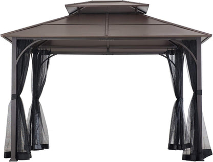 Hardtop Gazebo 10 X 12 Ft. Outdoor Gazebo, Heavy Duty Steel Frame