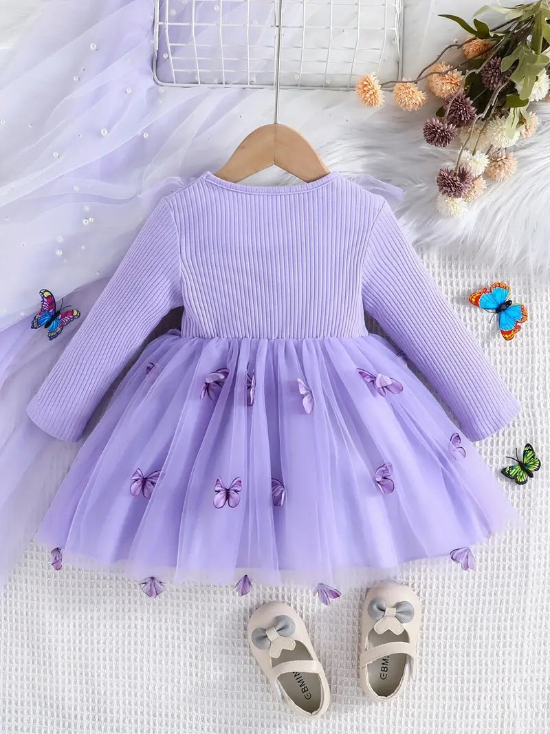 Girl's Lycra Floral Printed Frock Dress for Girls 1-2-YEARS