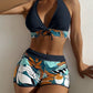 Print Swimsuit Halter Swimwear Push Up Bikini Swimming Suits
