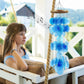 Blue Seashell Glass Wind Chimes 28" Comewith Wall Stand, Garden Decor