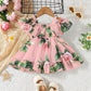 Girl's Lycra Floral Printed Frock Dress for Girls 1-2-YEARS