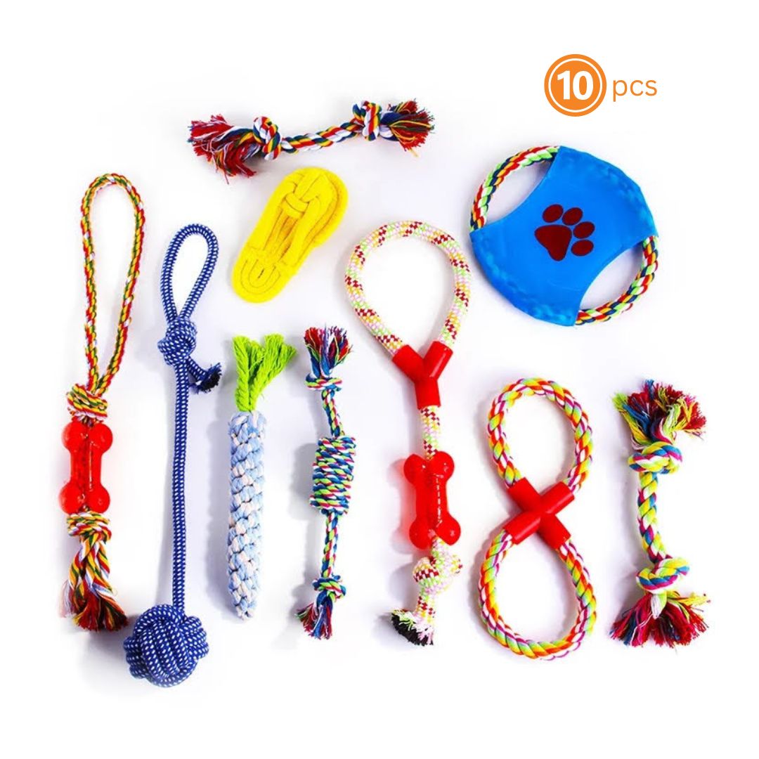 Fast Shipping 10 pcs Assorted Braided Cotton Rope dog Chew toys
