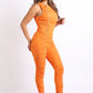 Track Zipper Ruched Jumpsuit Ruffle Dress Bodycon Jumpsuit ORANGE
