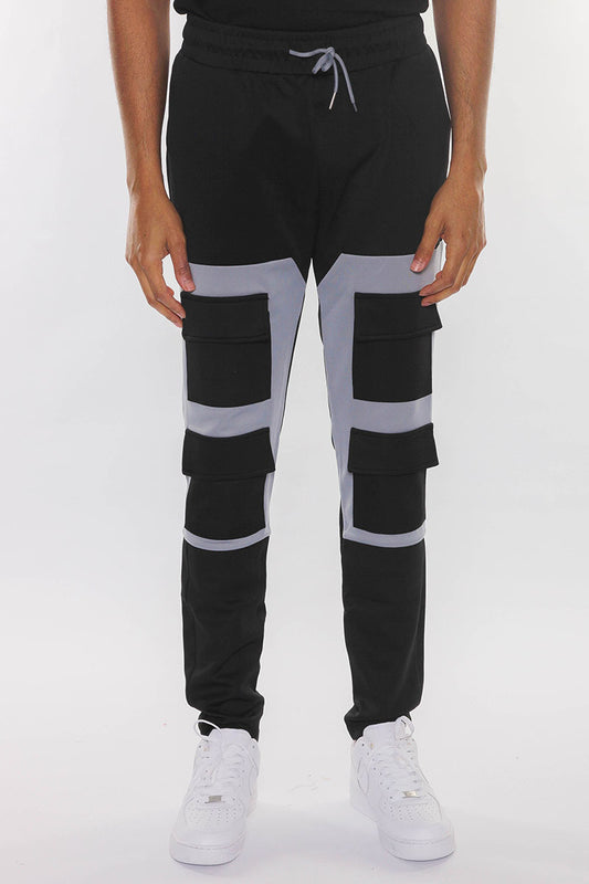 COLOR BLOCK CARGO TRACK PANTS