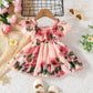 Girl's Lycra Floral Printed Frock Dress for Girls 1-2-YEARS
