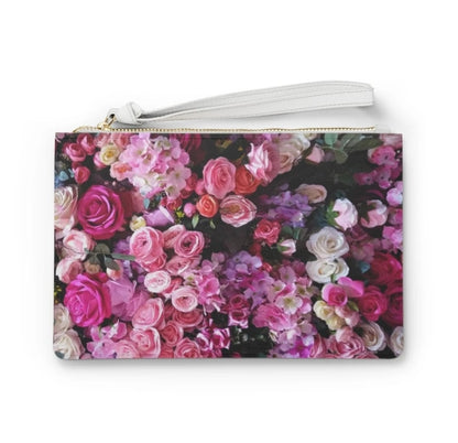 Floral Bouquet Designed Zipped Clutch Bag