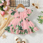 Girl's Lycra Floral Printed Frock Dress for Girls 1-2-YEARS