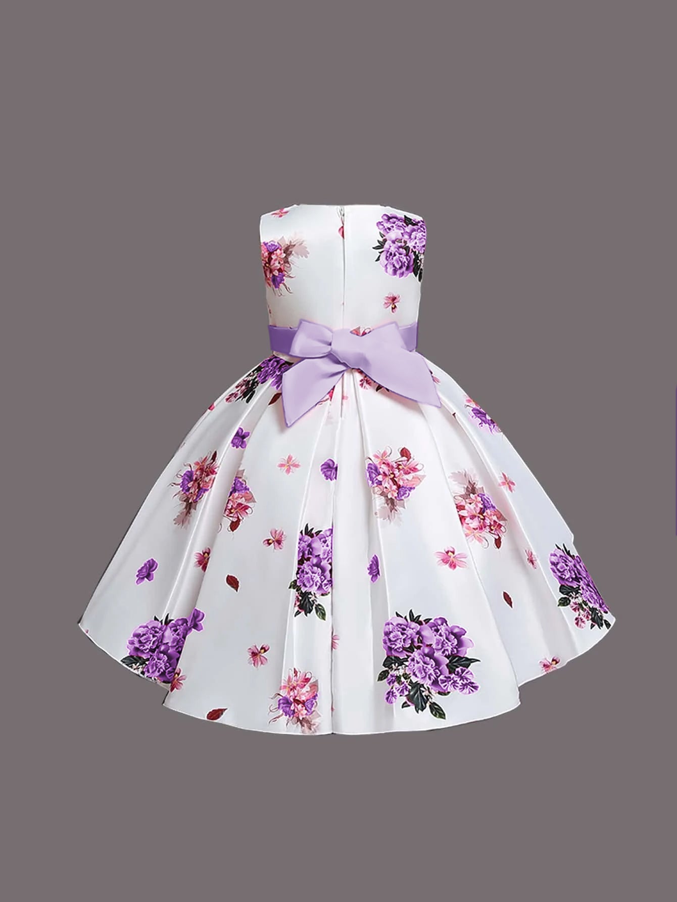 Girl's Satin Floral Printed Frock Knee Length Short Frocks 2-3-YEAR