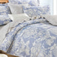 LAUREN BLUE DAMASK 100% COTTON COMFORTER SET Queen
