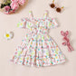 Girl's Lycra Floral Printed Frock Dress for Girls 1-2-YEARS