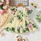 Girl's Lycra Floral Printed Frock Dress for Girls 3-4-YEARS