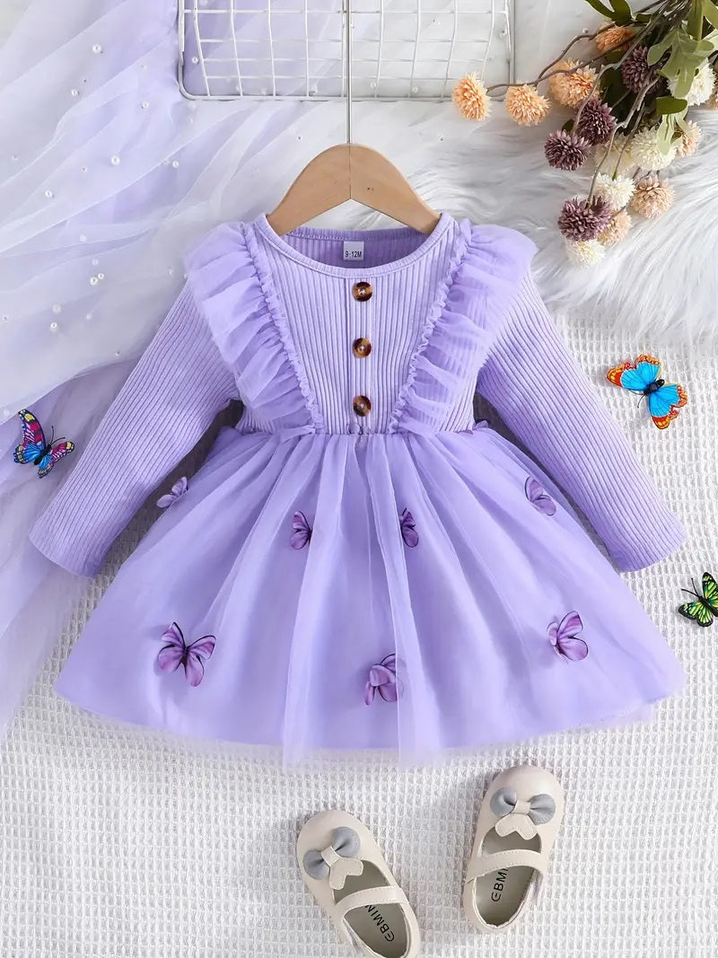 Girl's Lycra Floral Printed Frock Dress for Girls 1-2-YEARS