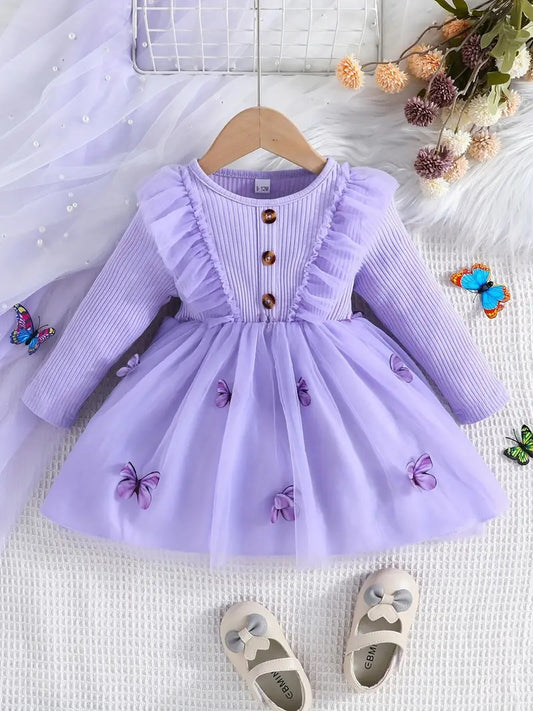 Girl's Lycra Floral Printed Frock Dress for Girls 1-2-YEARS