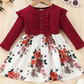 Girl's Lycra Floral Printed marron Frock Dress 1-2 Years