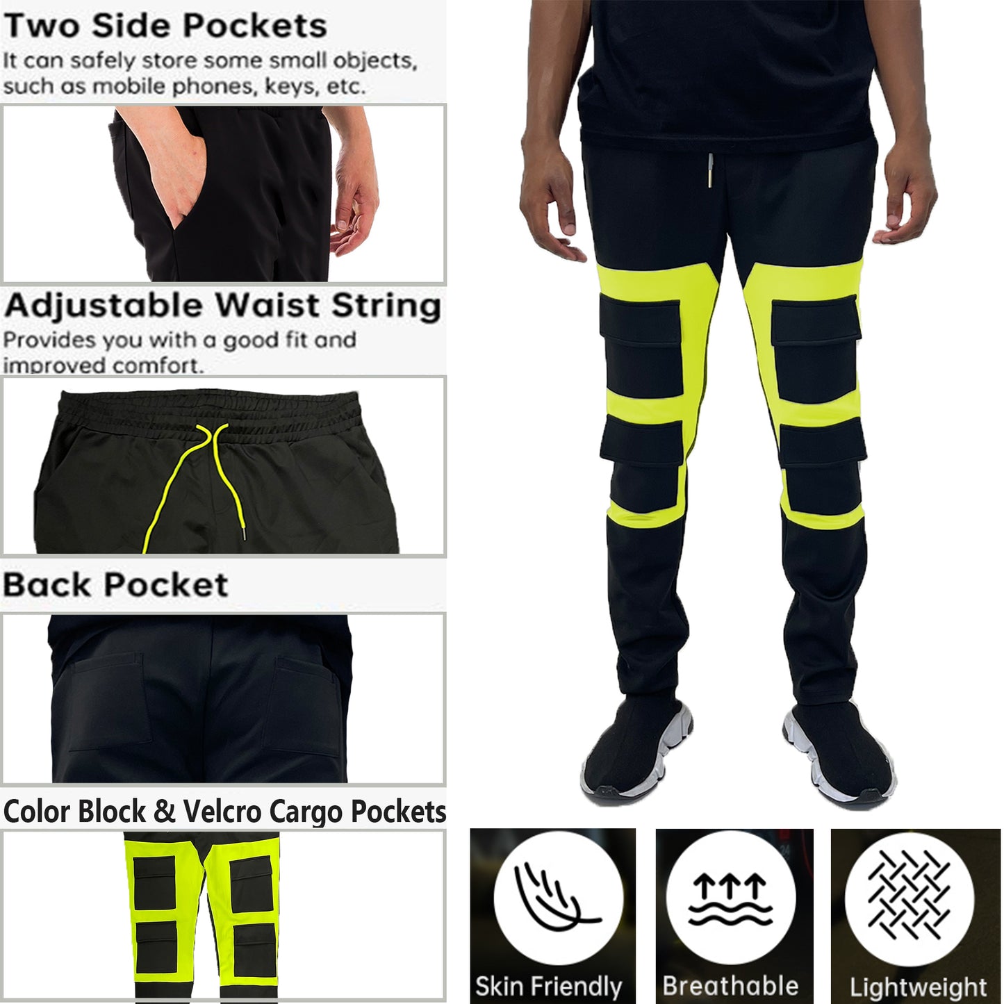 COLOR BLOCK CARGO TRACK PANTS