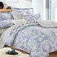 LAUREN BLUE DAMASK 100% COTTON COMFORTER SET Queen