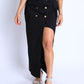 Asymmetric Self Belted Pockets Detailed Maxi Skirt Formal Casual