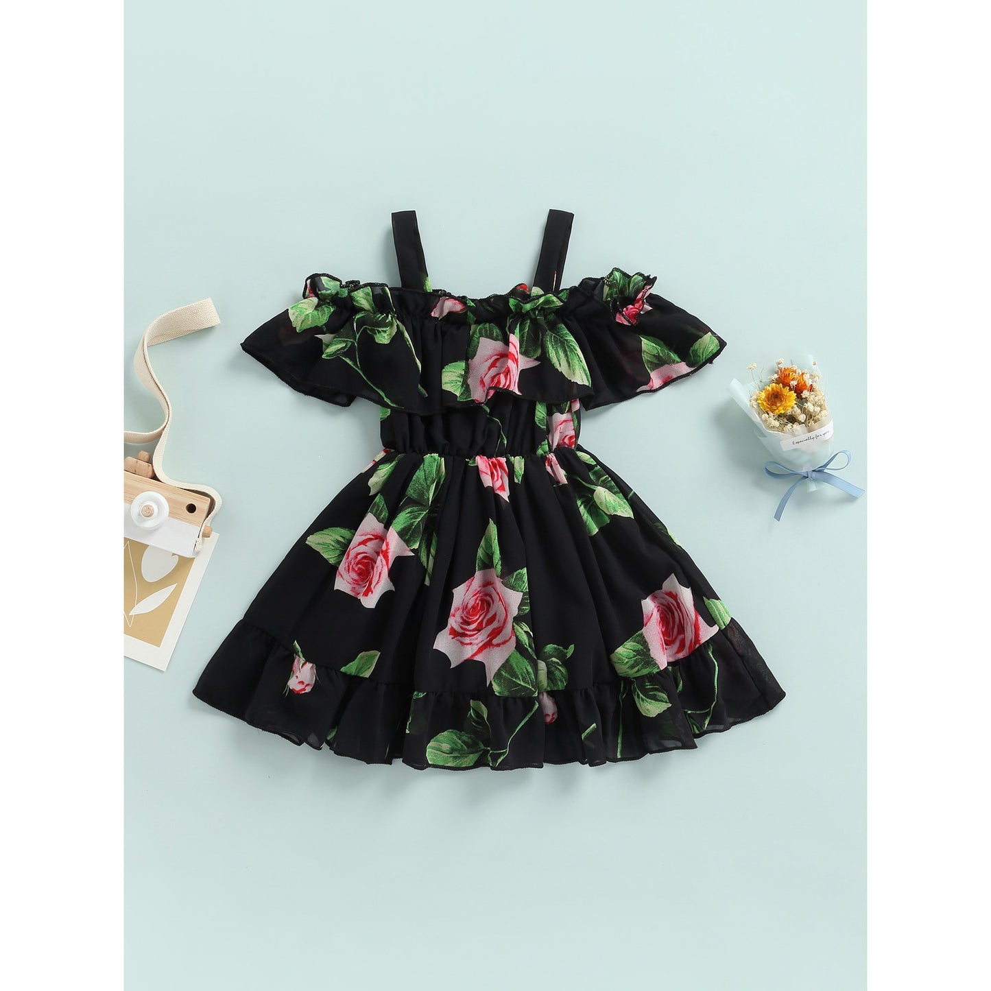 Girl's Lycra Floral Printed Frock Dress for Girls 1-2 Year