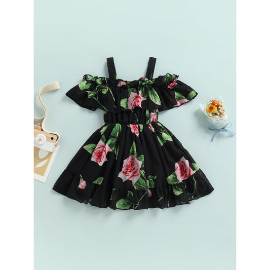 Girl's Lycra Floral Printed Frock Dress for Girls 1-2 Year