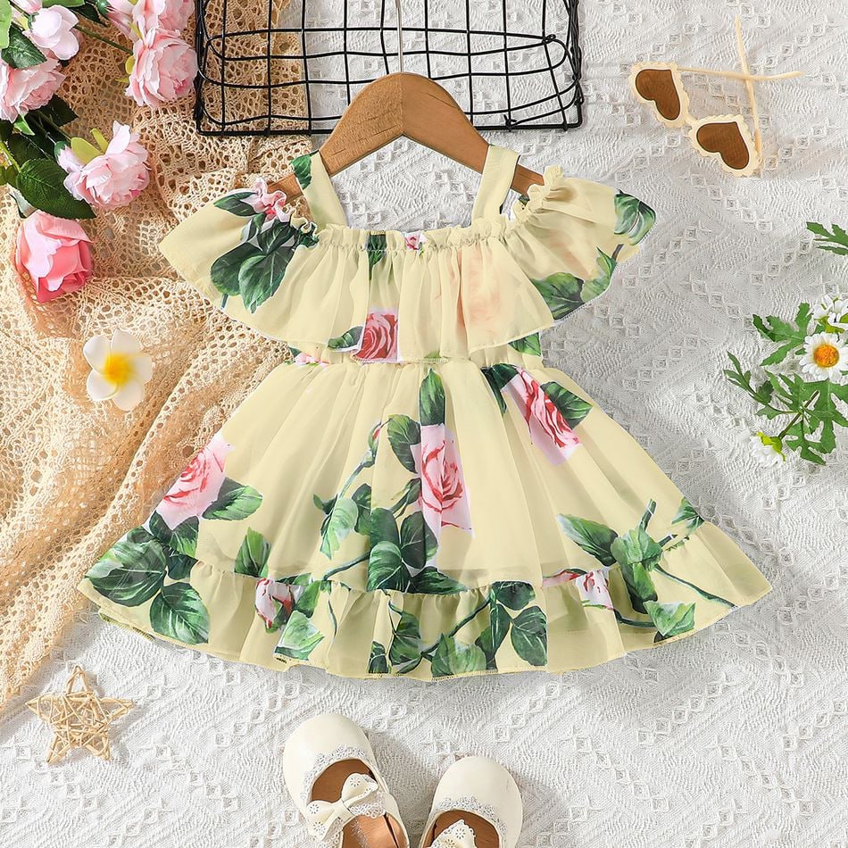 Girl's Lycra Floral Printed Frock Dress for Girls 3-4-YEARS