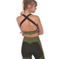 Trois Seamless Sports Bra - Black with Green