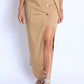 Asymmetric Self Belted Pockets Detailed Maxi Skirt Formal Casual