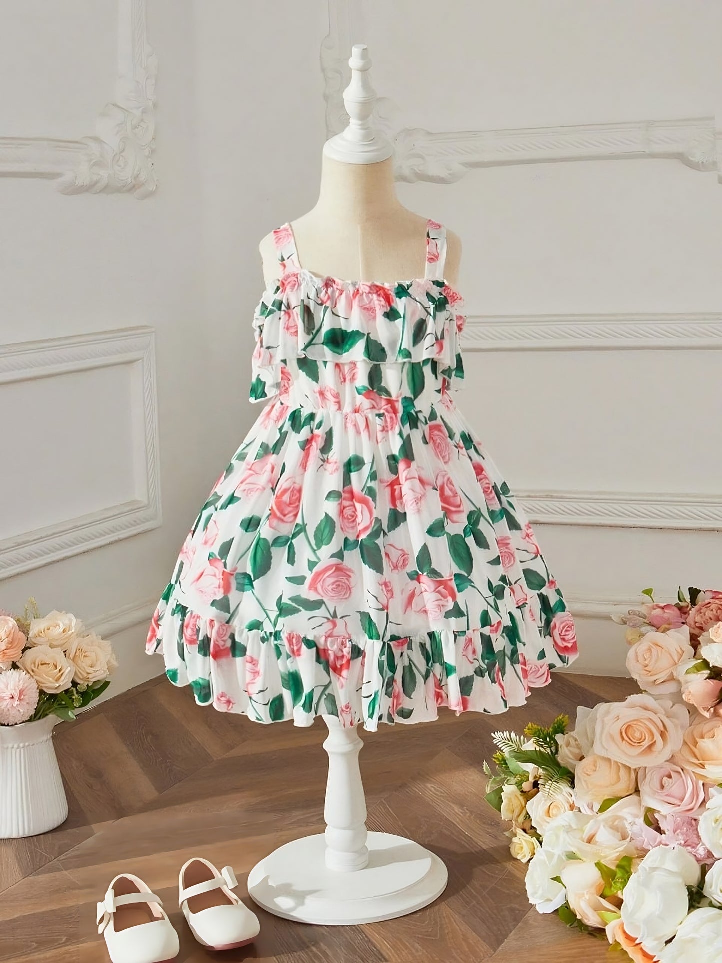 Girl's Lycra Floral Printed Frock Dress for Girls 1-2-YEARS