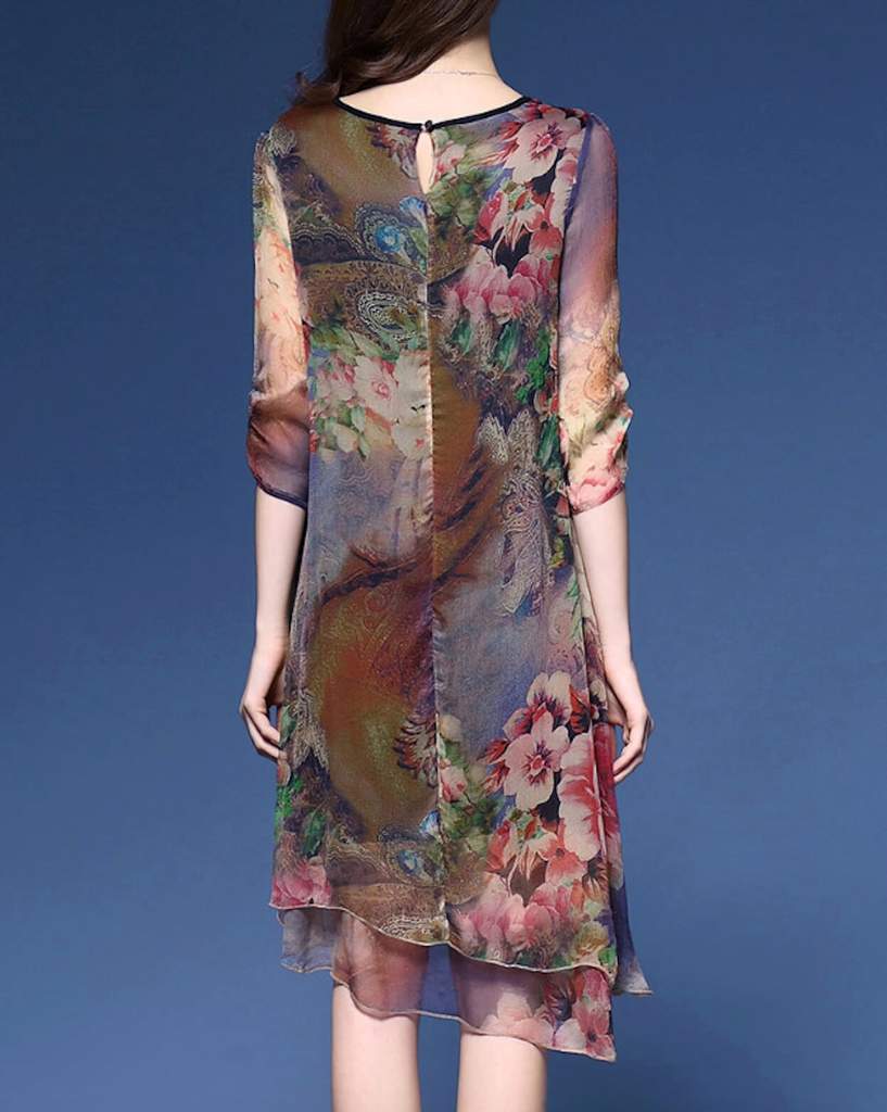 Womens Quarter Sleeve Floral Dress - Walbiz.com