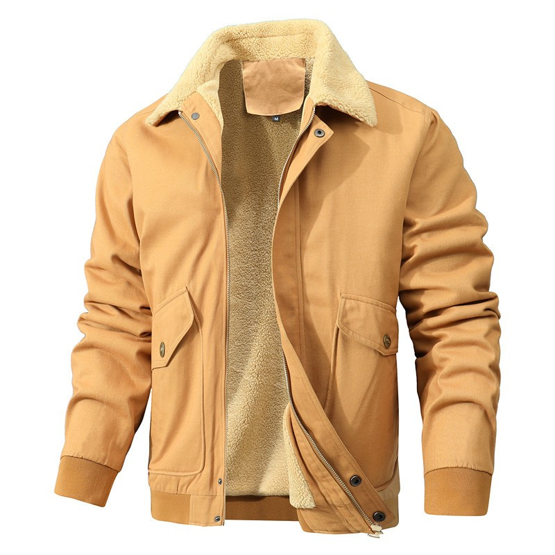 Men's Fashion Casual Fleece-lined Washed Coat