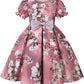 Girl's Satin Floral Printed Frock 6-7-YEARS