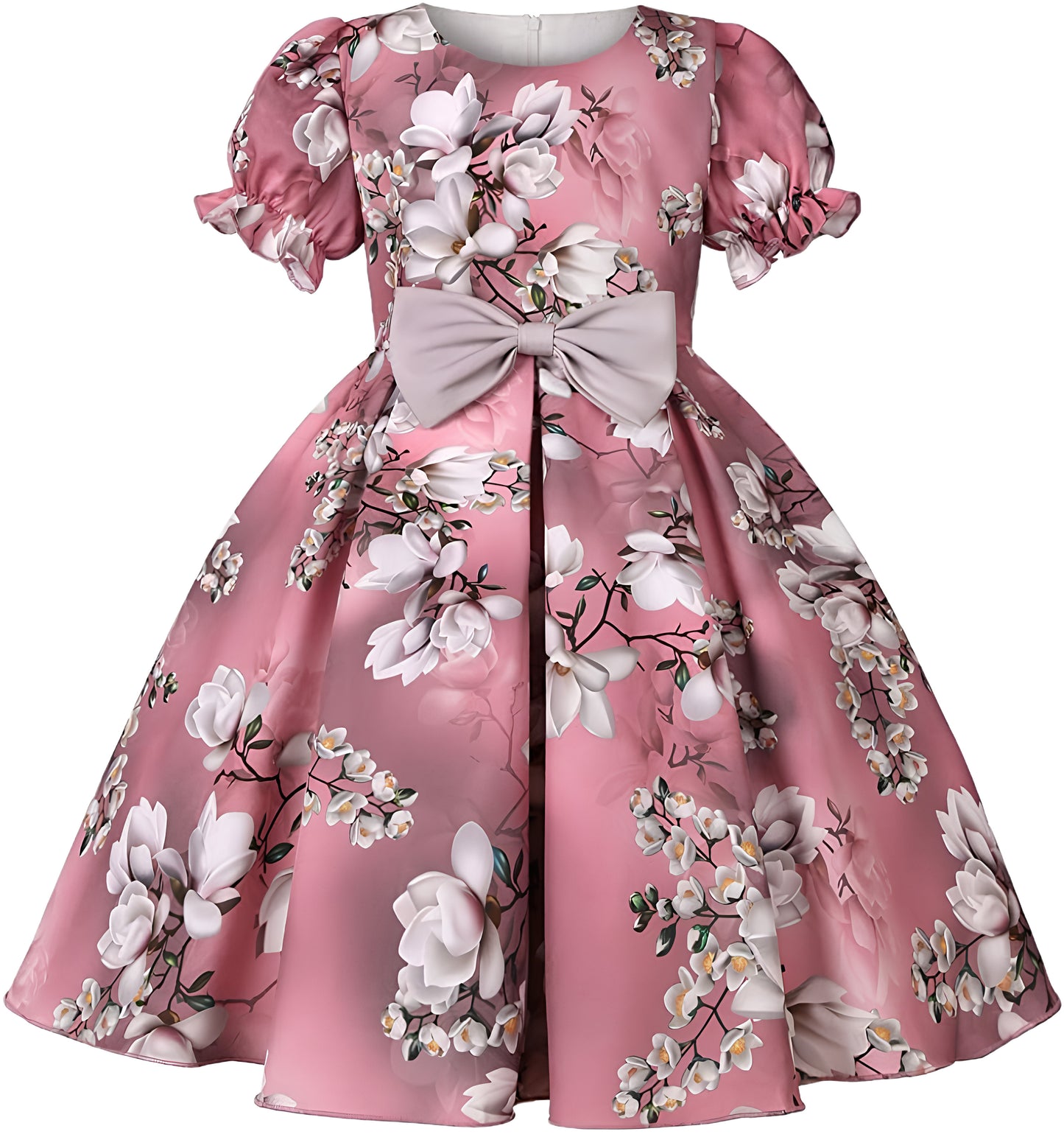 Girl's Satin Floral Printed Frock 6-7-YEARS
