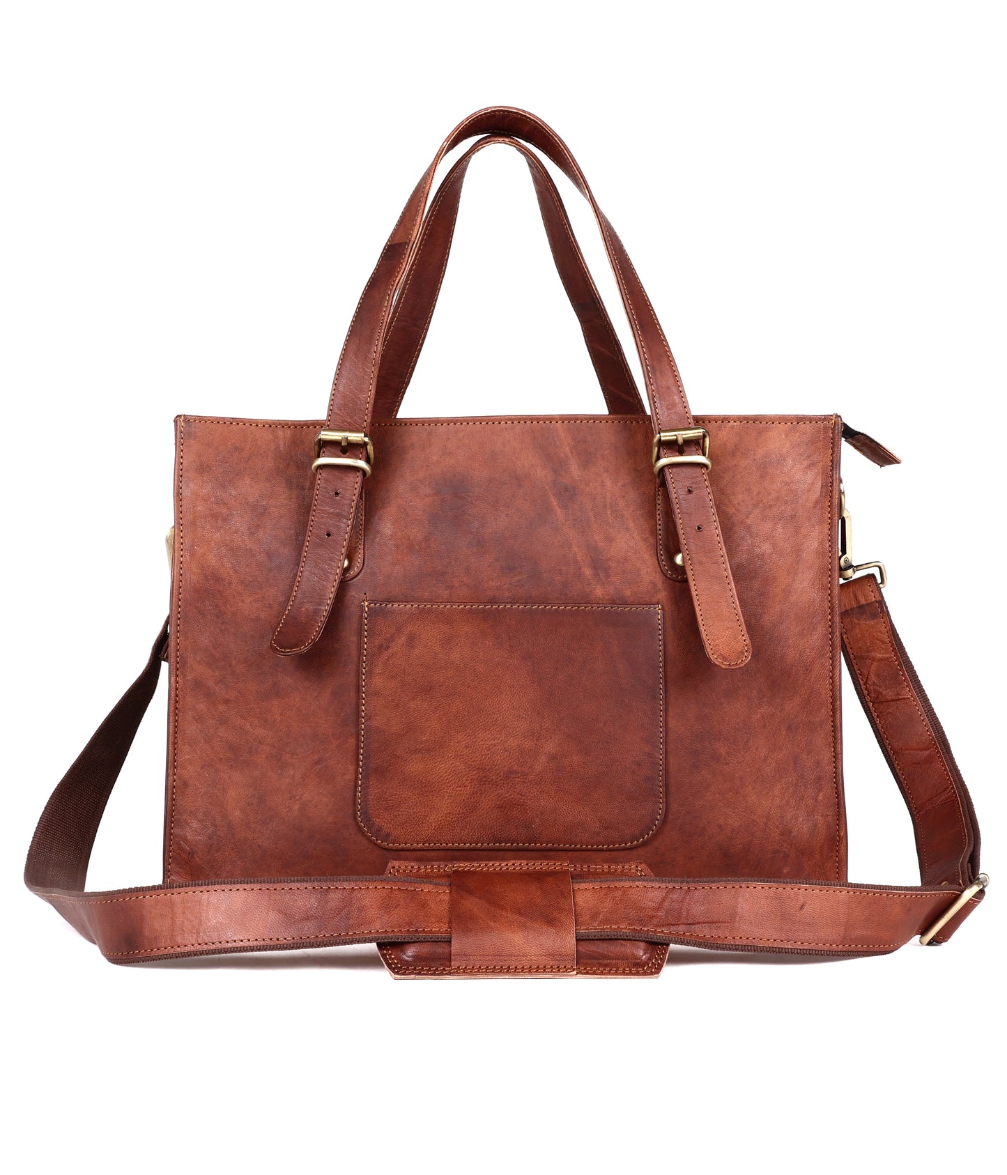 Leather Woman Laptop Handbag Large Tote Bag with Zipper