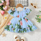 Girl's Lycra Floral Printed Frock Dress for Girls 3-4-YEARS