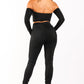 Casual Leggings And Matching Off Shoulder Top Outfit Set HUNTER