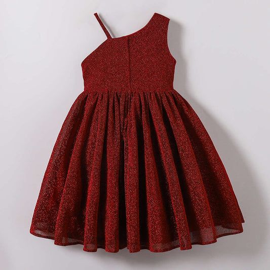 Girl's Korean Zari Lycra Frock Dress for Girls 3-4-YEARS