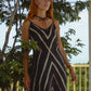 Vela Silk Slip Dress in Striped Shibori