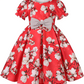 Girl's Satin Floral Printed Frock 3-4-YEARS