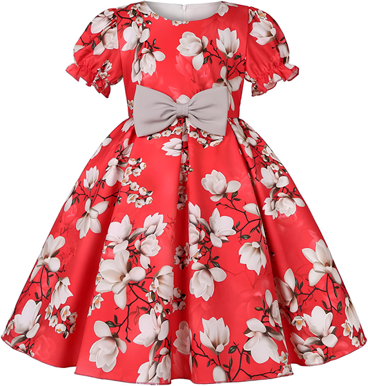 Girl's Satin Floral Printed Frock 3-4-YEARS