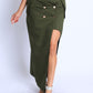 Asymmetric Self Belted Pockets Detailed Maxi Skirt Formal Casual