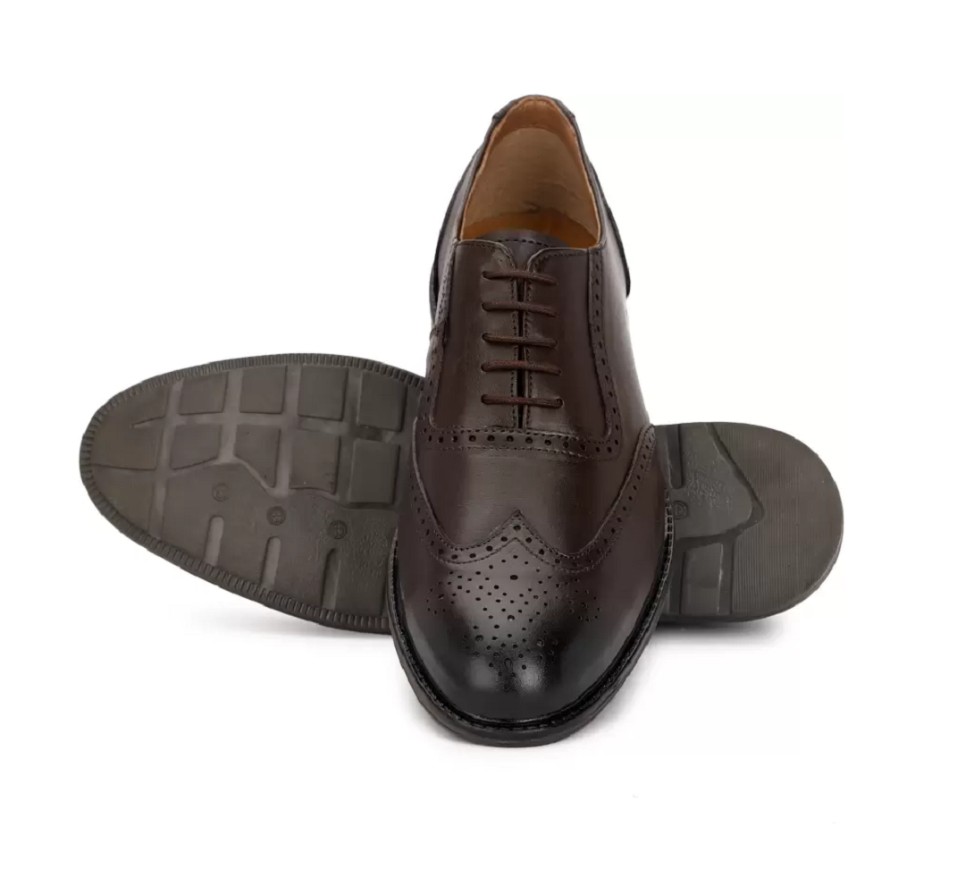 Pure Leather Brogues Shoes For Men(Color- Brown)(UK Size- 7)