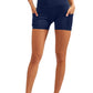 Calcao High Waist Yoga Shorts With Pocket - Navy