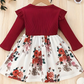 Girl's Lycra Floral Printed marron Frock Dress 1-2 Years