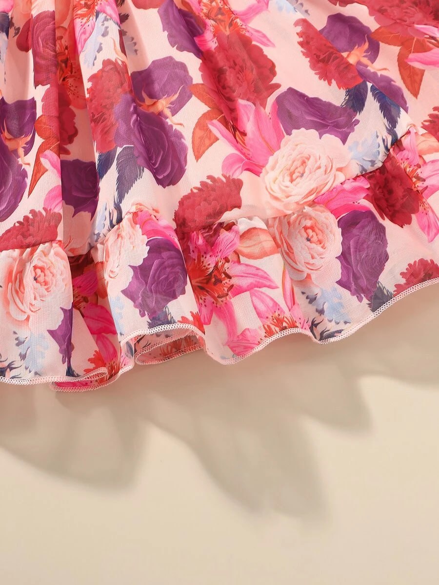 Girl's Lycra Floral Printed Frock Dress for Girls 4-5-YEARS