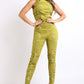 Track Zipper Ruched Jumpsuit Ruffle Dress Bodycon Jumpsuit CHARTREUSE