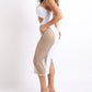 Sexy Cut Out Rhinestone Fishnet Contrast Clubwear Party Dress WHITE