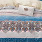 Hannah Blue/Pink Damask Duvet Cover Set Queen/Full