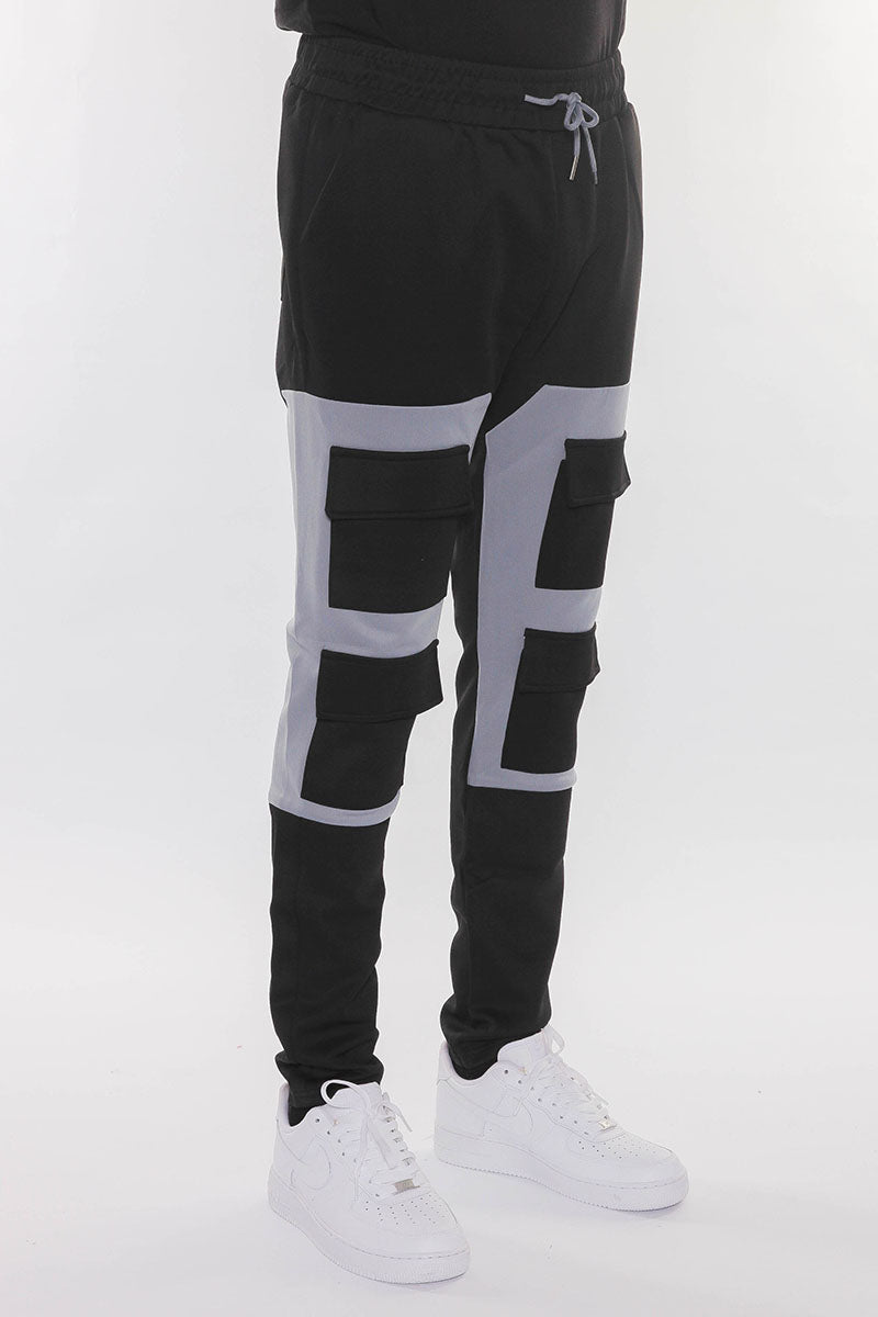 COLOR BLOCK CARGO TRACK PANTS