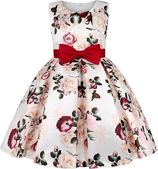 Girl's Satin Floral Printed Frock 2-3-YEARS