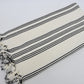 Turkish Beach Towel Black & White Stripe & Detail
