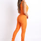Track Zipper Ruched Jumpsuit Ruffle Dress Bodycon Jumpsuit ORANGE
